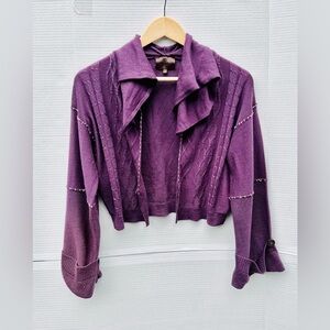 CLAUDIA Guiti purple open cardigan shirt size small